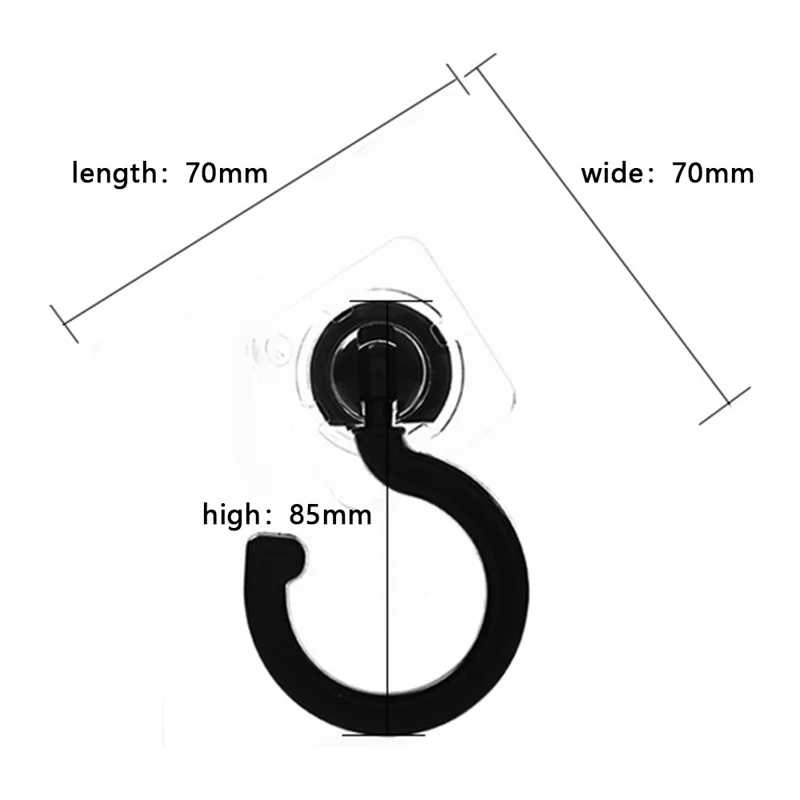 2PCS Rotation ABS+AS Adhesive Hanger Strong Bearing Capacity Hook for Kitchen Living Room Bathroom - Black