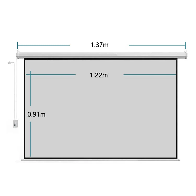 Tela de Projeção Retrátil com Trava Automática de 60 Polegadas 4:3, Montagem em Teto/Parede, Controle Remoto, HD, Branco, Plugue EU 220V