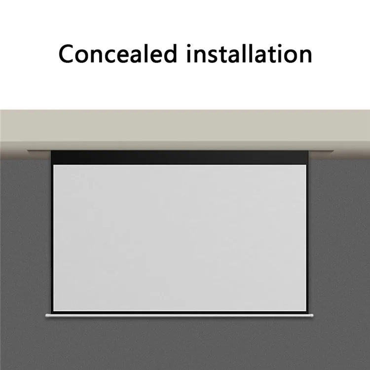 Retractable Auto Locking 60-inch 4:3 Projection Screen Conference Home Ceiling Wall Mount RC HD White Projection Screen, 220V EU Plug