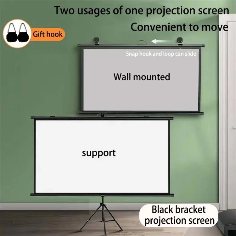4K Photon Projection Screen Portable Wall Mounted / Floor Standing 60-Inch Projector Screen - White / 4:3