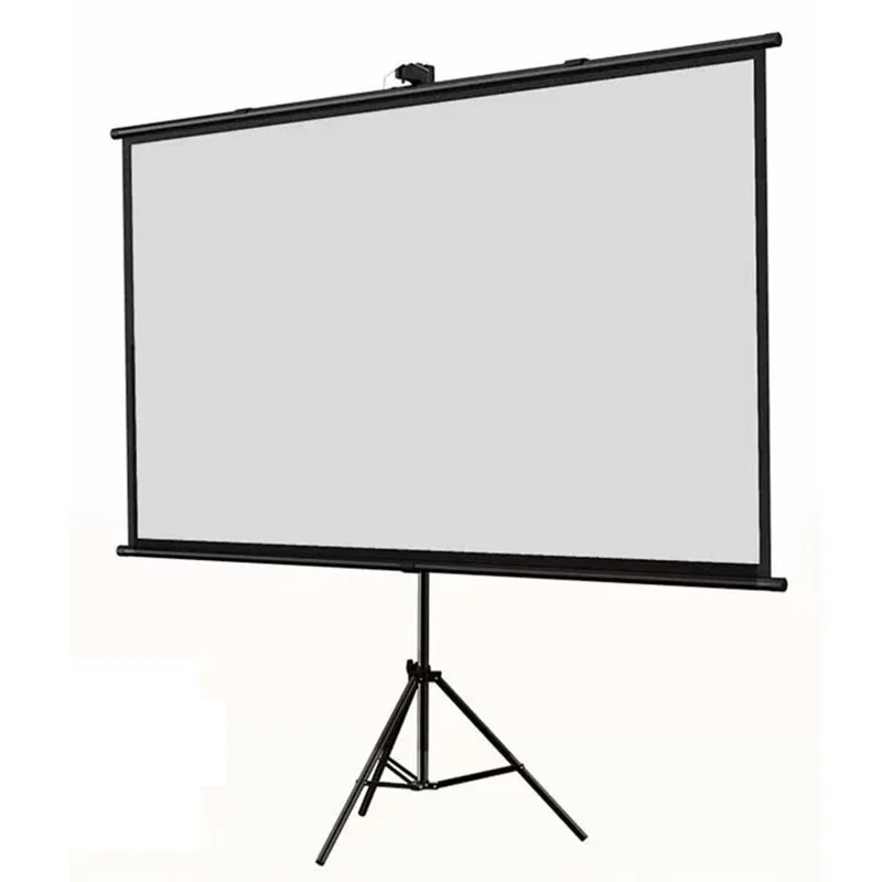 Wall Hanging Thickened Fiberglass Projection Screen Ground Stand 60-Inch Projector Movies Screen - Black / 16:9
