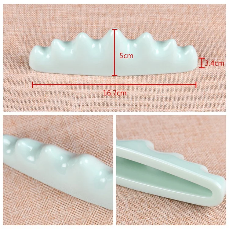 Soporte de bolígrafo de caligrafía china Titular de bolígrafo de plástico imitación de jade Estante de cepillo Soporte de descanso del bolígrafo para sostener 6 bolígrafos