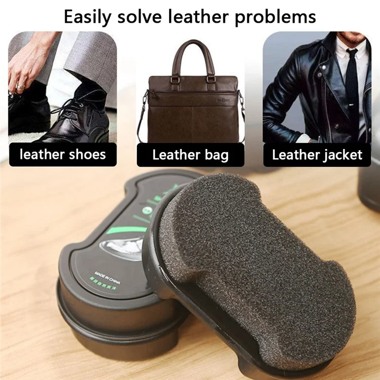Brosse à chaussures en cuir double face, éponge de nettoyage et de brillance, avec huile d'entretien