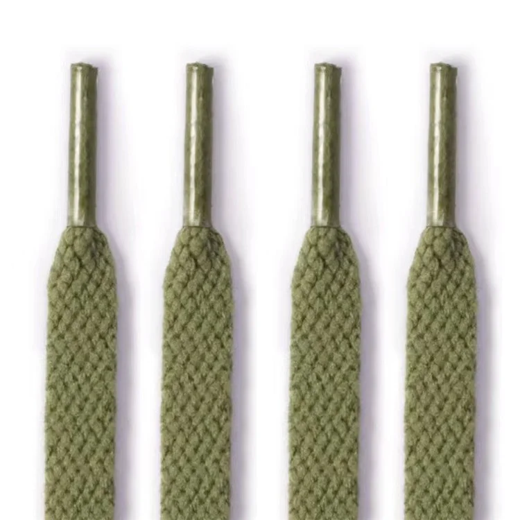 1 Pair Anti-Wear Replacement Shoelaces Shoe Laces Flat Polyester Yarn Shoes Strings (120CM) - Army Green