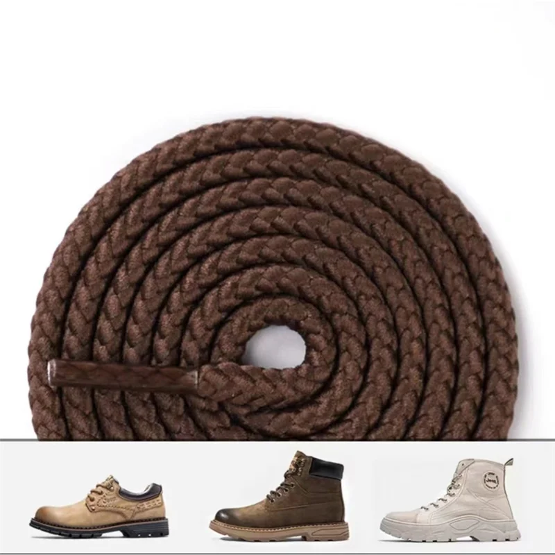 1 Par 100cm Cordões Redondos de Poliéster Cor Sólida Cordões para Botas Martin, Esportivas e Sapatos Casuais - Vermelho-marrom