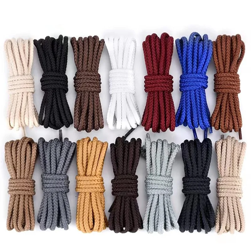 1 Pair 130cm Twisted Round Shoe Laces Polyester Shoelaces for Hiking Work Boots Sneakers - Light Grey