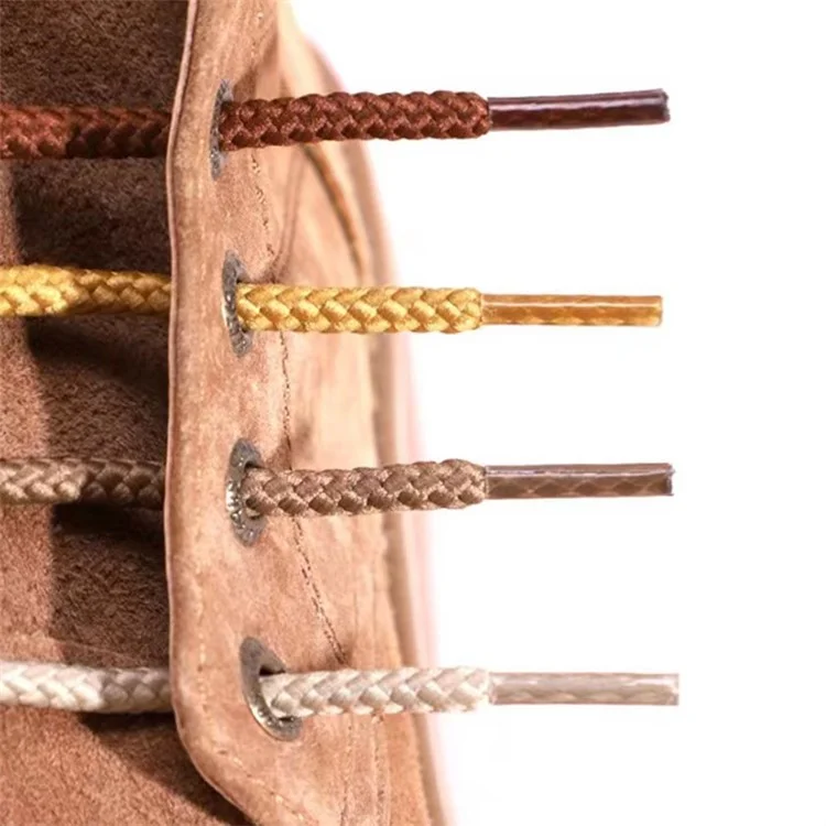 1Pair 120cm Round Shoe Laces Heavy Duty Boot Polyester Shoelaces for Hiking Work Boots Sneakers - Khaki