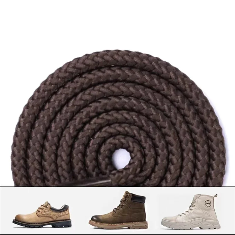 1Pair 120cm Round Shoe Laces Heavy Duty Boot Polyester Shoelaces for Hiking Work Boots Sneakers - Coffee