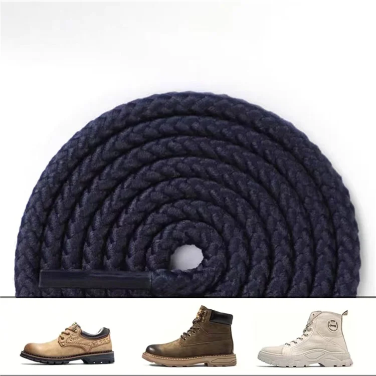 1Pair 120cm Round Shoe Laces Heavy Duty Boot Polyester Shoelaces for Hiking Work Boots Sneakers - Navy Blue