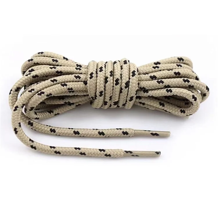 1 Paio di Lacci per Scarpe Tondi da 140 cm a Pois per Stivali da Trekking, Sneaker - Kaki / Nero