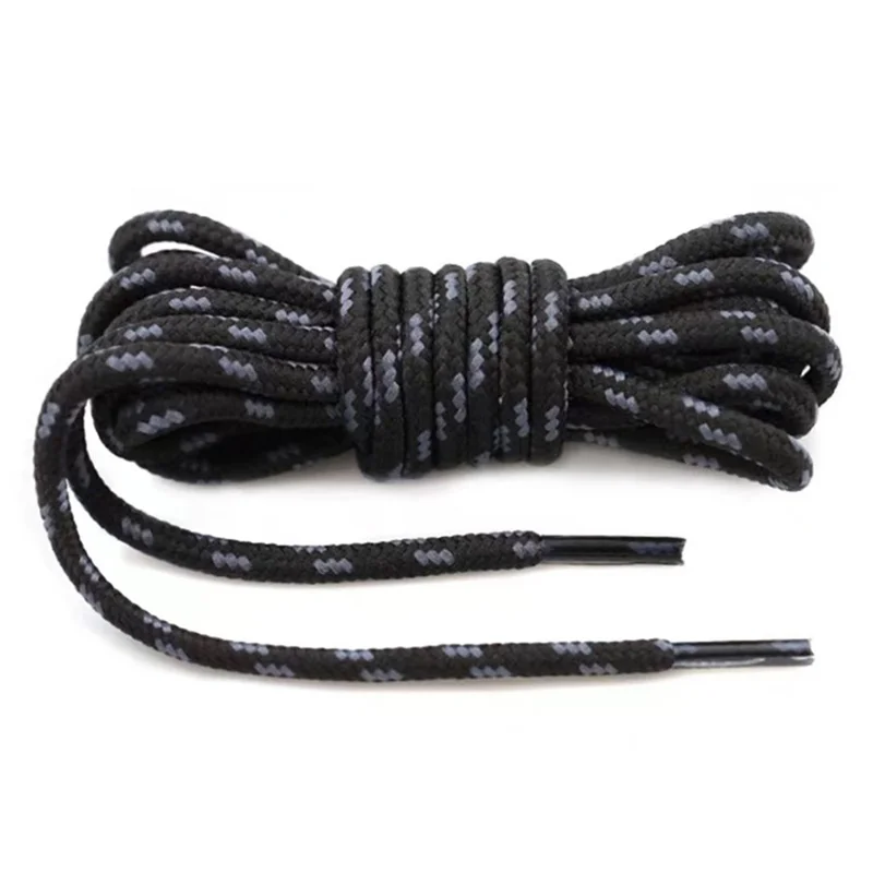 1Pair 140cm Dots Round Shoes Laces for Hiking Boots Sneakers Polyester Durable Shoelaces - Black / Dark Grey
