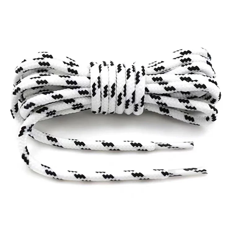 1 Paire de lacets ronds de 100 cm à motif de points, en polyester de remplacement pour chaussures de sport et bottes - Blanc+Noir