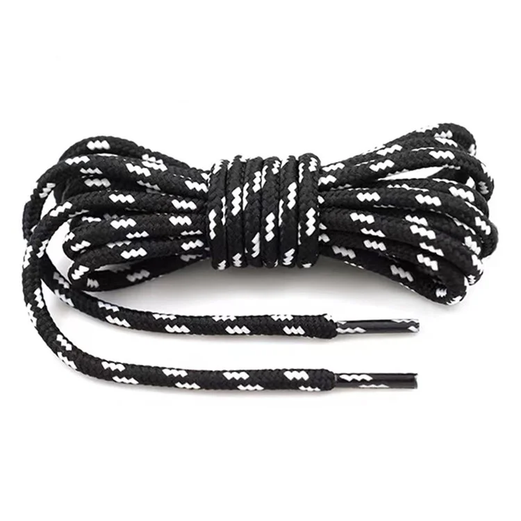 1 Paio di Lacci per Scarpe da Ginnastica 120cm in Poliestere con Motivo a Pois - Nero+Bianco