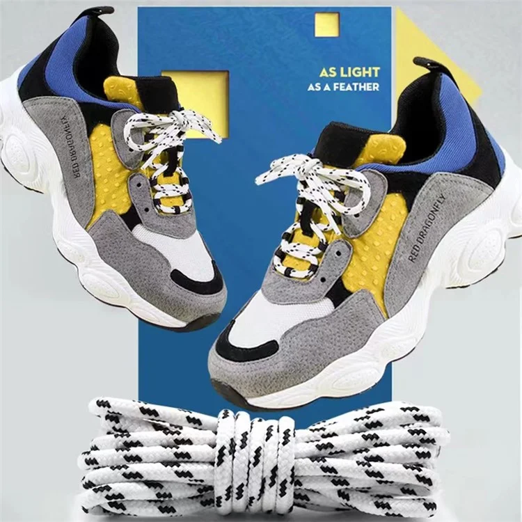 1 Paio di Lacci per Scarpe da Ginnastica 120cm in Poliestere con Motivo a Pois - Nero+Bianco