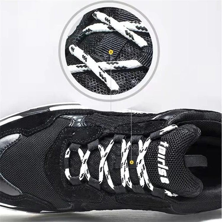 1 Paio di Lacci per Scarpe da Ginnastica 120cm in Poliestere con Motivo a Pois - Nero+Bianco