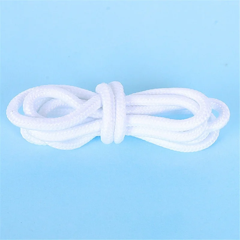 1 Pair 160cm Non-slip Round Shoelaces Solid Color Polyester Shoe Lace for Sports Shoes Boots - White