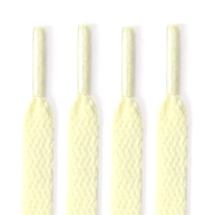 SX-0201 1 Pair Sneaker Shoelaces Shoe Laces Flat Design Polyester Yarn Running Shoes Strings (120CM) - Light Yellow