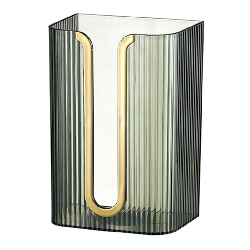 Bathroom Wall Mounted Tissue Box PET Toilet Paper Holder Washroom Napkin Storage Case 19x12.5x9.5cm - Green