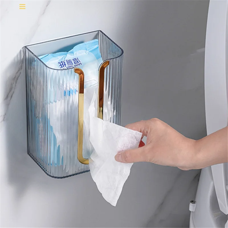 Bathroom Wall Mounted Tissue Box PET Toilet Paper Holder Washroom Napkin Storage Case 19x12.5x9.5cm - Green