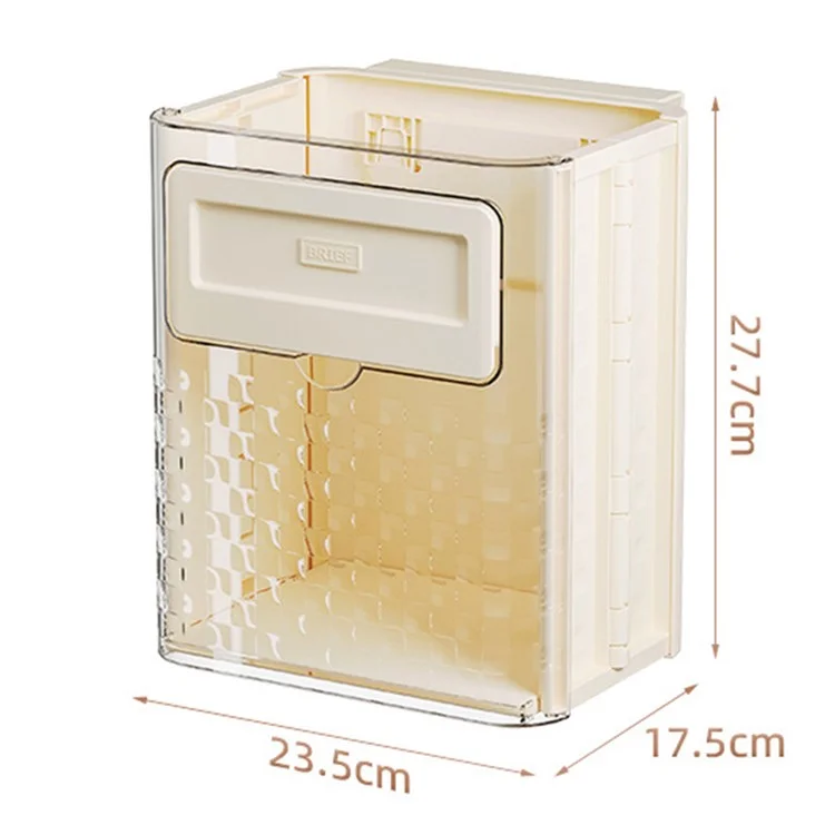 Foldable Plastic Kitchen Wall Mount Trash Can Cabinet Hanging Kitchen Waste Garbage Basket, 23.5*6.9*27.7cm - Cream Color