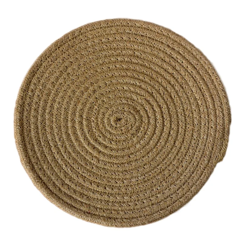 35CM Hot Coffee Mug Pad Desktop Woven Protection Mat Cotton Rope Drinks Coaster for Water Cup