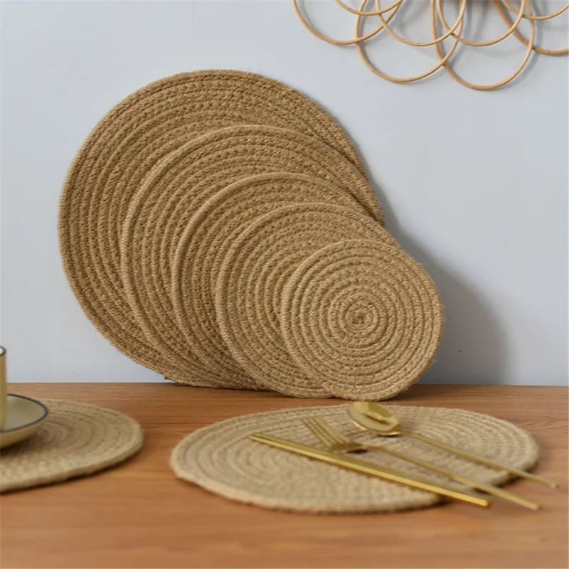 12CM Handmade Cotton Rope Drinks Coaster Water Cup Hot Coffee Mug Pad Desktop Woven Protection Mat