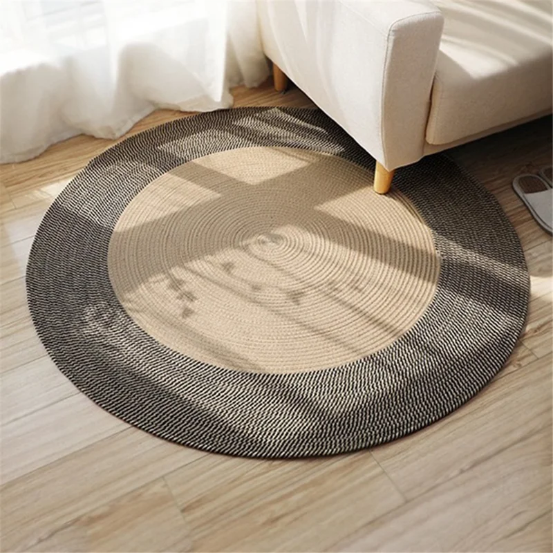 80CM Diameter Cotton Rope Bedside Seat Cushion Pad Retro Woven Design Floor Mat for Home