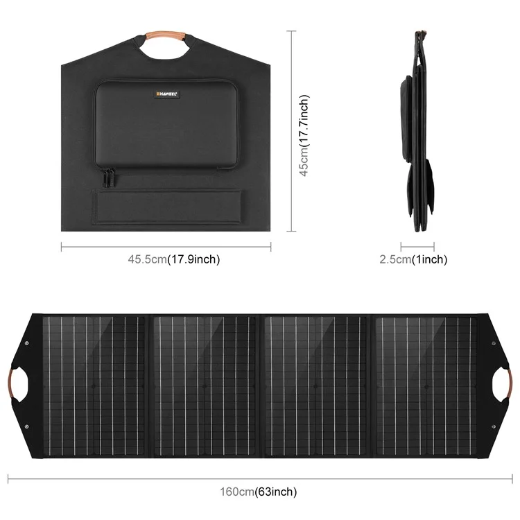 HAWEEL HWL2766B 100W 4-pliage Panneau solaire monocristallin Pack Chargeur mobile extérieur étanche