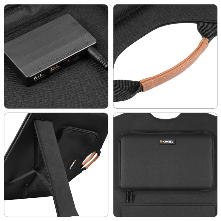 HAWEEL HWL2766B 100W 4-pliage Panneau solaire monocristallin Pack Chargeur mobile extérieur étanche