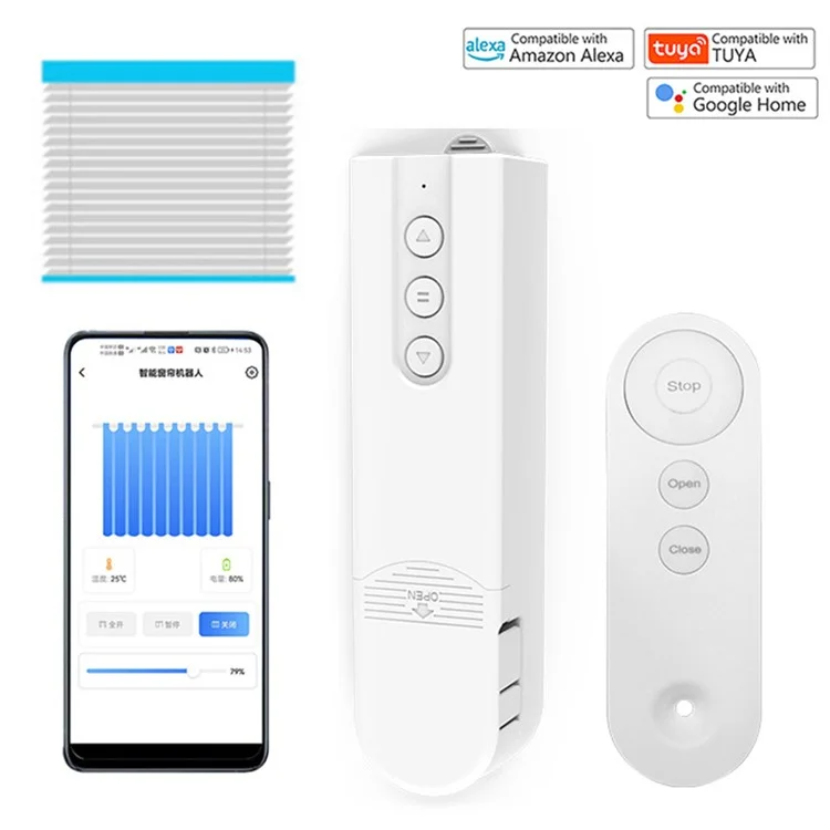 Moteur de stores enrouleurs à télécommande Wi-Fi intégrée et contrôle intelligent par application