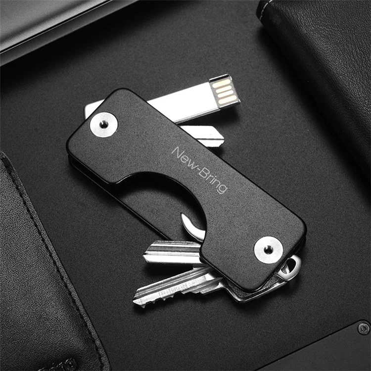 NEWBRING Key Holder for Keychain Key Ring Compact Key Organizer Minimalist Pocket Key Case - Black