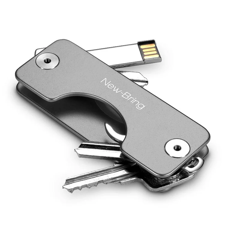 NEWBRING Key Holder for Keychain Key Ring Compact Key Organizer Minimalist Pocket Key Case - Grey