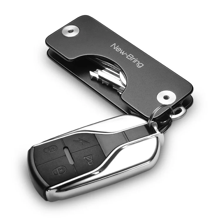 NEWBRING Key Holder for Keychain Key Ring Compact Key Organizer Minimalist Pocket Key Case - Grey