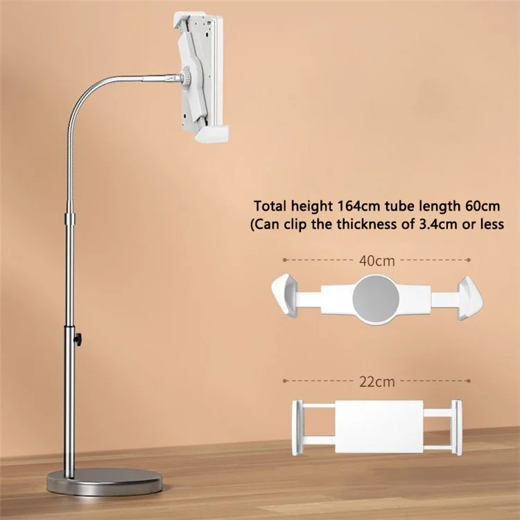 X&X For Exideal / Seayeo Skin Beauty Lamp Flexible Hose Bracket Floor Stand with Tablet Clip