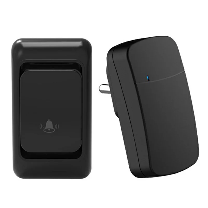 WHM07 Wireless Electronic Remote Digital Doorbell Set Receiver + Transmitter Home Door Bell, EU Plug - Black