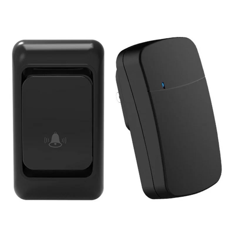 WHM07 Wireless Doorbell Set Receiver + Transmitter Electronic Remote Door Bell, US Plug - Black