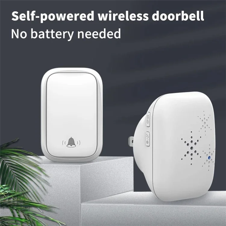 WHM01 US Plug Wireless Doorbell Home Door Bell Chime Kit (1 Transmisor+2 Receptores) - Blanco
