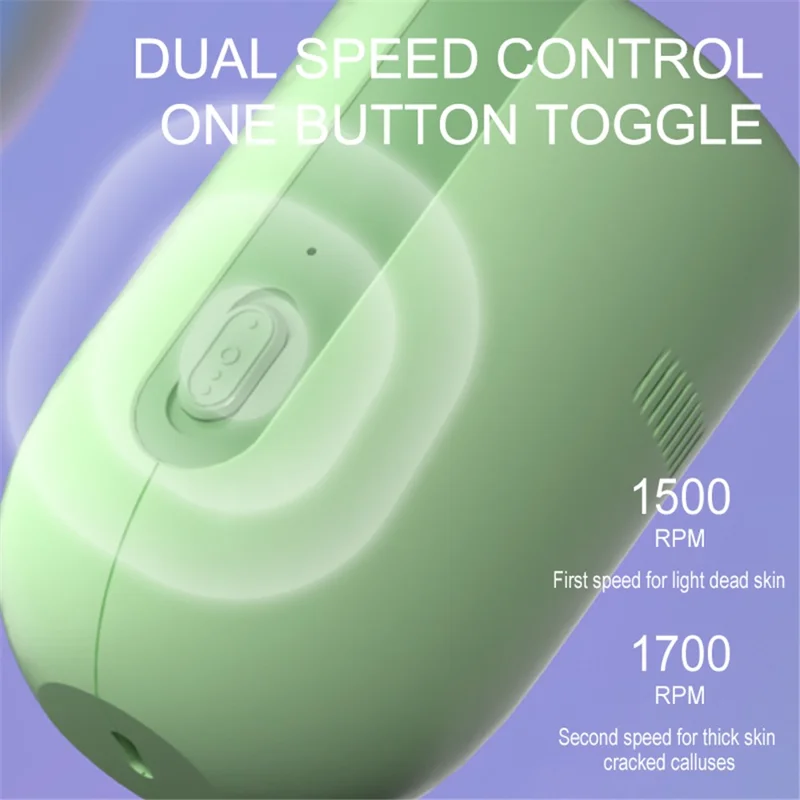 HE-J002 Dual Speed Electric Foot Grinder Calluses Remover Pedicure Tool (CE Certified) - Green