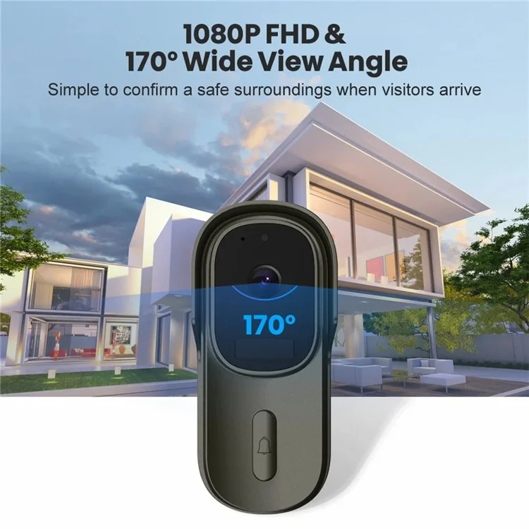 WF001 Tuya WiFi 1080P HD Smart Video Wireless Doorbell avec Ding-Dong