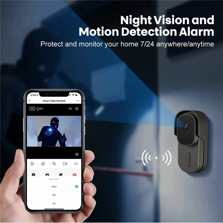 WF001 Tuya WiFi 1080P HD Smart Video Wireless Doorbell avec Ding-Dong