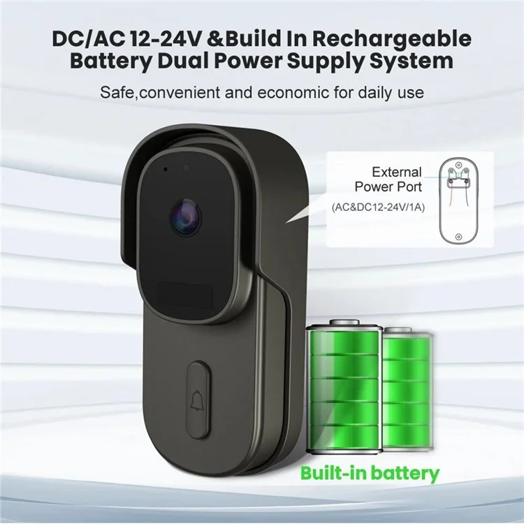 WF001 Tuya WiFi 1080P HD Smart Video Wireless Doorbell avec Ding-Dong