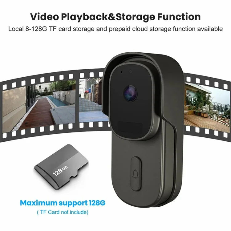WF001 Tuya WiFi 1080P HD Smart Video Wireless Doorbell avec Ding-Dong
