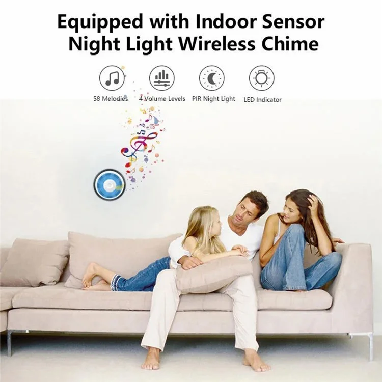 WF001 Tuya WiFi 1080P HD Smart Video Wireless Doorbell avec Ding-Dong