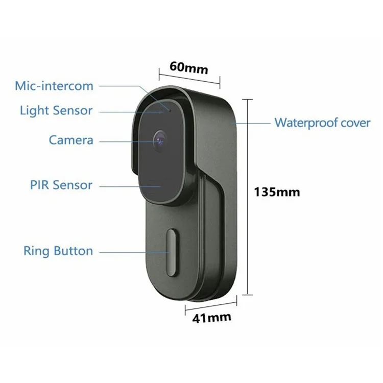 WF001 Tuya WiFi 1080P HD Smart Video Wireless Doorbell avec Ding-Dong