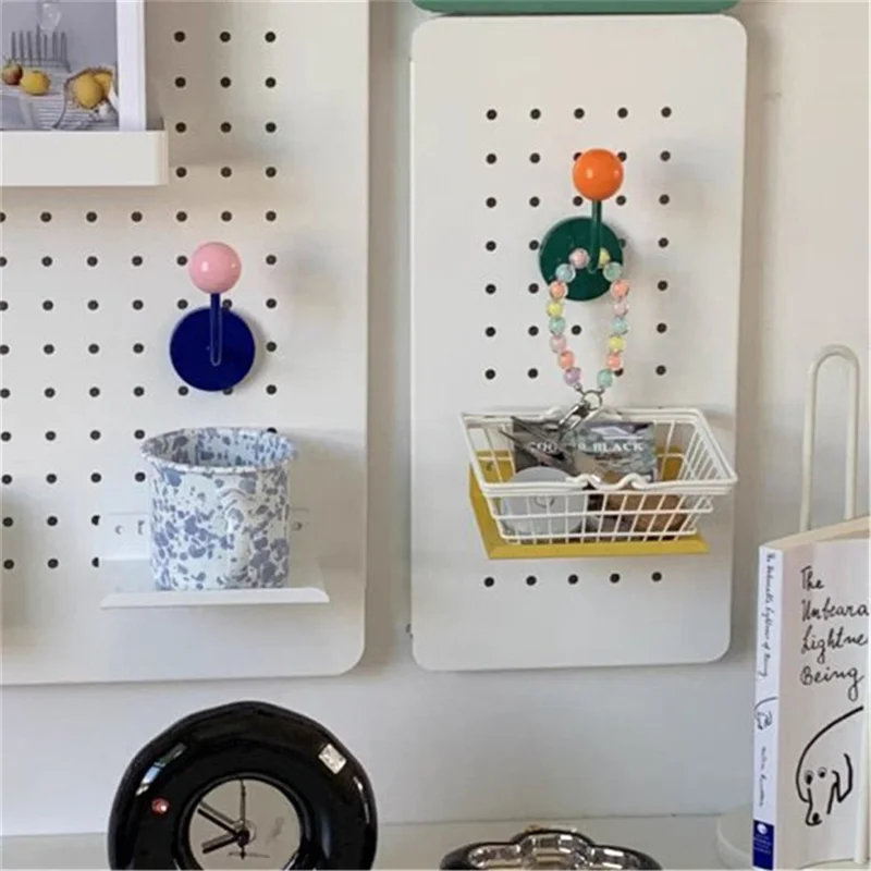 R20231117 No-punch Powerful Magnetic Hook Iron+Wood Ball Home Hanging Hook - Blue