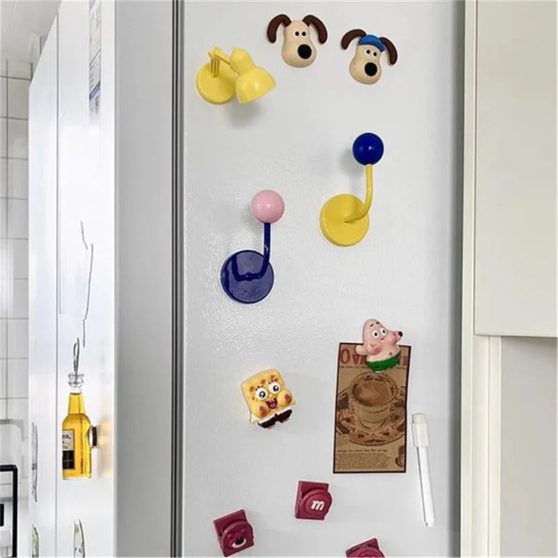 R20231117 No-punch Powerful Magnetic Hook Iron+Wood Ball Home Hanging Hook - Blue