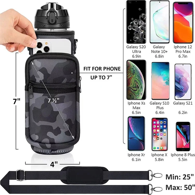 Outdoor Travel SBR Neopren-Wasserflaschentasche mit Schultergurt - Schwarzer Tarnmuster