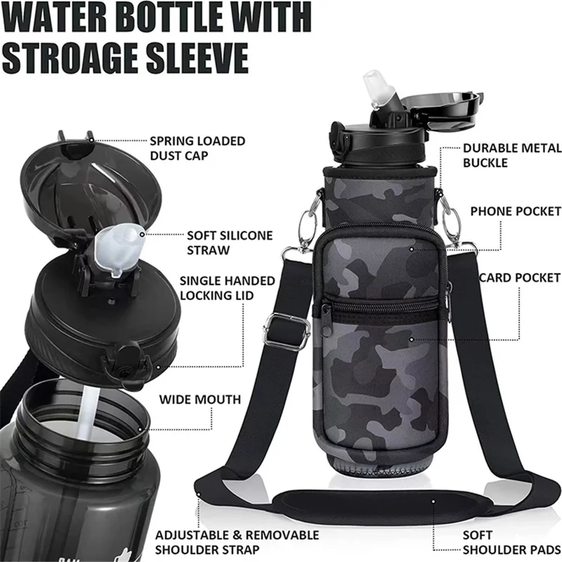 Outdoor Travel SBR Neoprene Water Bottle Carrier Bag with Shoulder Strap - Yellow+Purple