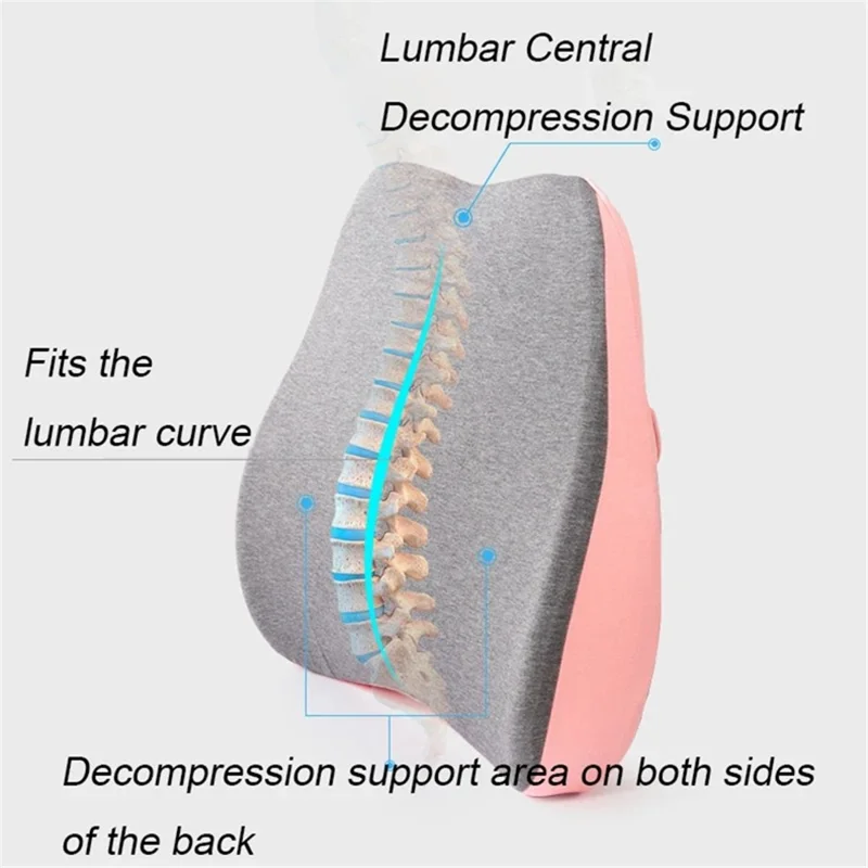 BEWALKER 45*40*10cm Central Decompression Memory Foam Lumbar Support Cushion - Pink