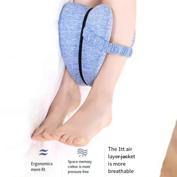 BEWALKER Oreiller de côté pour la grossesse Oreiller en mousse à mémoire de forme Oreiller pour les jambes en forme de cœur creux - Bleu bébé